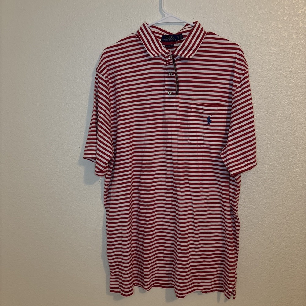 POLO RALPH LAUREN Blue Label Red Stripe Golf Polo Shirt Size‎ XL